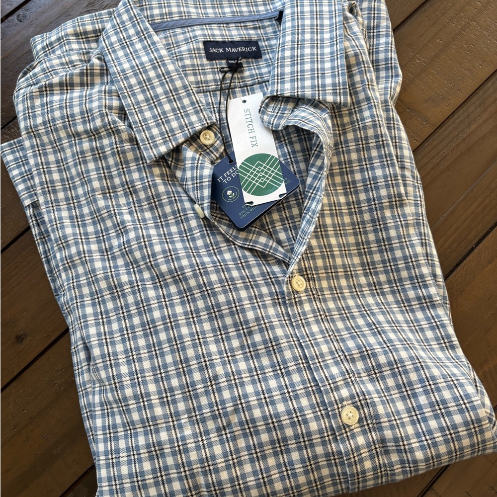 Blue Plaid Men's Shirt by Jack Maverick